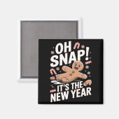 Oh Snap It's The New Year Gingerbread Man Christma Magneet (Voorkant / Achterkant)