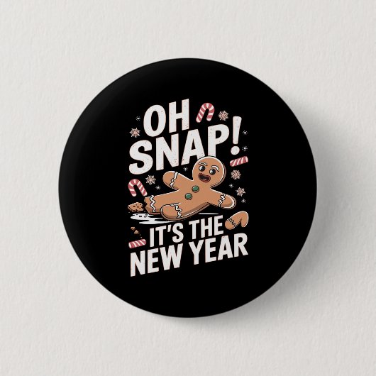 Oh Snap It's The New Year Gingerbread Man Christma Ronde Button 5,7 Cm (Voorkant)