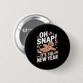 Oh Snap It's The New Year Gingerbread Man Christma Ronde Button 5,7 Cm (Voorkant /achterkant)
