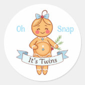 Oh Snap It's Twins Boy's Gingerbread Mom Ronde Sticker (Voorkant)