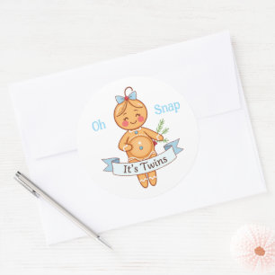 Oh Snap It's Twins Boy's Gingerbread Mom Ronde Sticker
