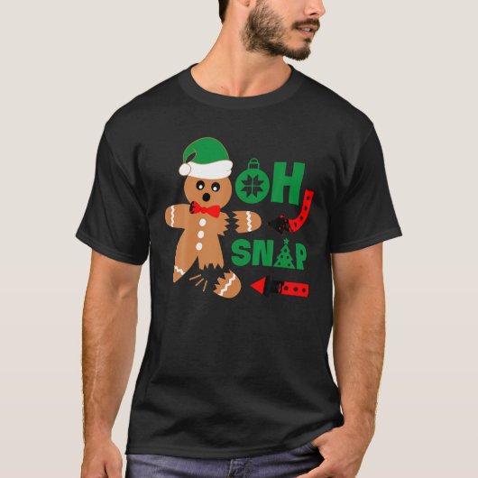 Oh Snap Kerst Gingerbread Man Grappig Kerstcadeau T-shirt (Voorkant)