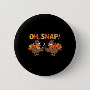 Oh Snap Kerstmis Dag Grappige Thanksgiving Mannen Ronde Button 5,7 Cm