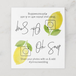OH SNAP Lemon Opgevouwen tafelkaart #hashtag Plaatskaartje