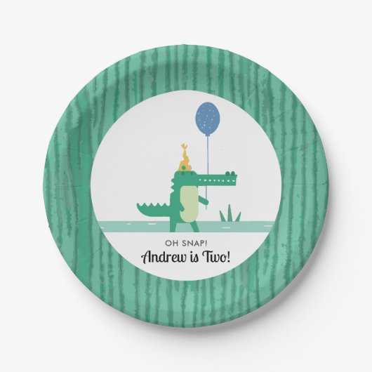 Oh Snap Leuke Alligator Kids Verjaardagsfeestje Papieren Bordje (Voorkant)