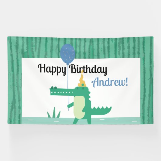 Oh Snap Leuke Alligator Kids Verjaardagsfeestje Spandoek (Horizontaal)