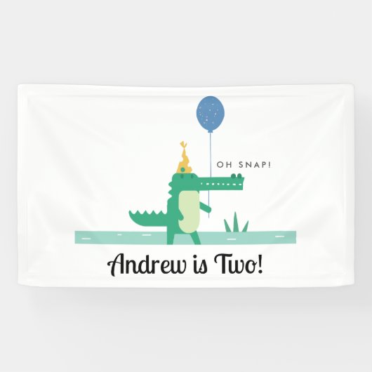 Oh Snap Leuke Alligator Kids Verjaardagsfeestje Spandoek (Horizontaal)
