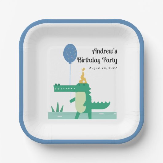 Oh Snap Leuke Alligator Kinderen Verjaardag Papieren Bordje (Voorkant)