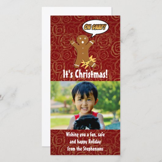 Oh Snap Leuke Kerstpijnman met Gebroken Been Feestdagenkaart (Voorkant / Achterkant)