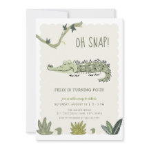 Oh Snap Moeras Krokodil Verjaardag Uitnodiging