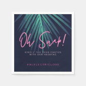 "Oh Snap" Neon Pink Script Tropical Retro Wedding Servet (Voorkant)