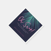 "Oh Snap" Neon Pink Script Tropical Retro Wedding Servet (Hoek)