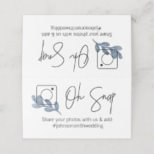 OH SNAP Opgevouwen tafelkaart #hashtag blauw blad