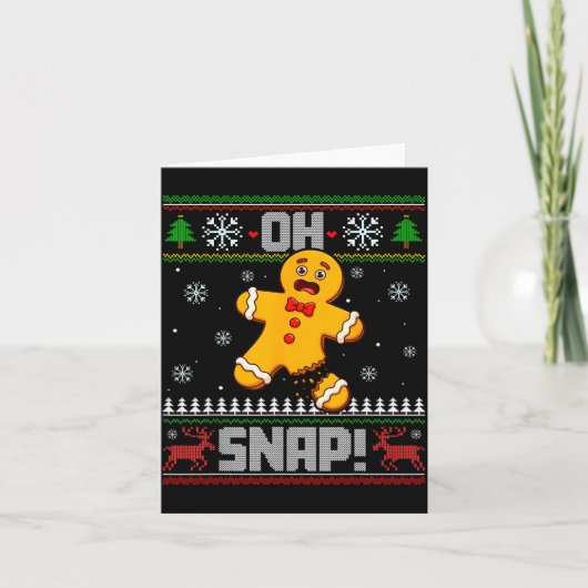 Oh Snap Peperkoek Man Koekjes Bakken Lelijke Kerst Kaart (Voorkant)