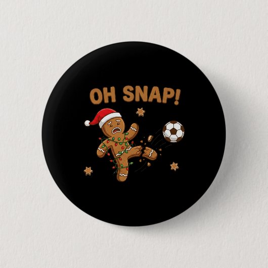 Oh Snap Peperkoekman Kerst Voetbal Ronde Button 5,7 Cm (Voorkant)
