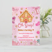 Oh Snap Pink Gingerbread House Verjaardag uitnodig Kaart (Staand voorkant)