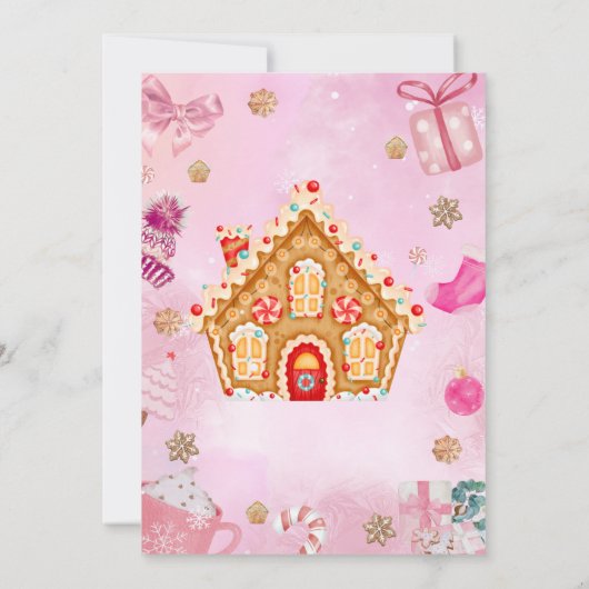 Oh Snap Pink Gingerbread House Verjaardag uitnodig Kaart (Achterkant)