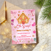 Oh Snap Pink Gingerbread House Verjaardag uitnodig Kaart