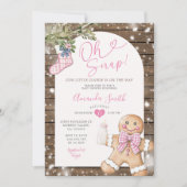 Oh Snap Pink Gingham Christmas Bossen Baby shower Kaart (Voorkant)