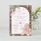 Oh Snap Pink Gingham Christmas Bossen Baby shower Kaart (Staand voorkant)
