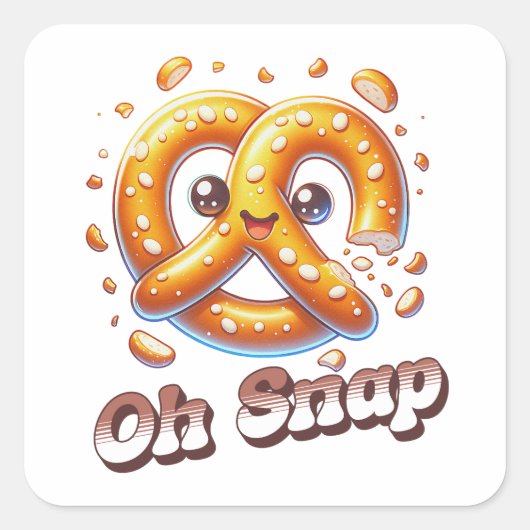 Oh Snap Pretzel Schattige Vierkante Sticker (Voorkant)