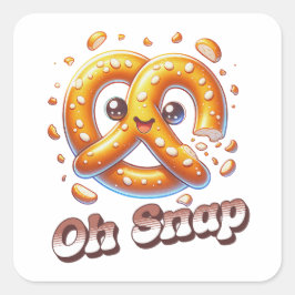 Oh Snap Pretzel Schattige Vierkante Sticker