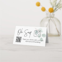 OH SNAP QR Code Eucalyptus Gevouwen tafelkaart Plaatskaartje