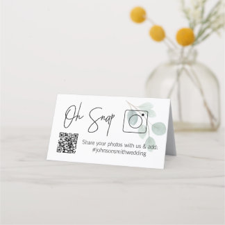 OH SNAP QR Code Eucalyptus Gevouwen tafelkaart Plaatskaartje