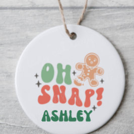 Oh snap retro grappig Kerst gezegde gepersonalisee Keramisch Ornament