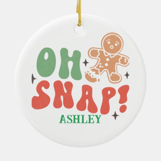 Oh snap retro grappig Kerst gezegde gepersonalisee Keramisch Ornament (Achterkant)