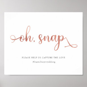 "Oh Snap" Roos Goud modern hashtag Weddenschap Poster