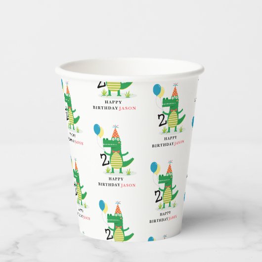 Oh Snap Schattige Alligator in Swamp Kids Verjaard Papieren Bekers (Voorkant)