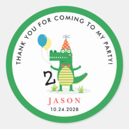 Oh Snap Schattige Alligator in Swamp Kids Verjaard Ronde Sticker