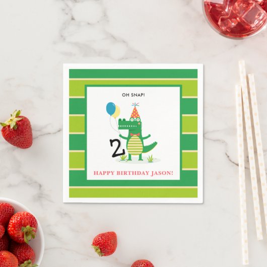 Oh Snap Schattige Alligator in Swamp Kids Verjaard Servet (Insitu)