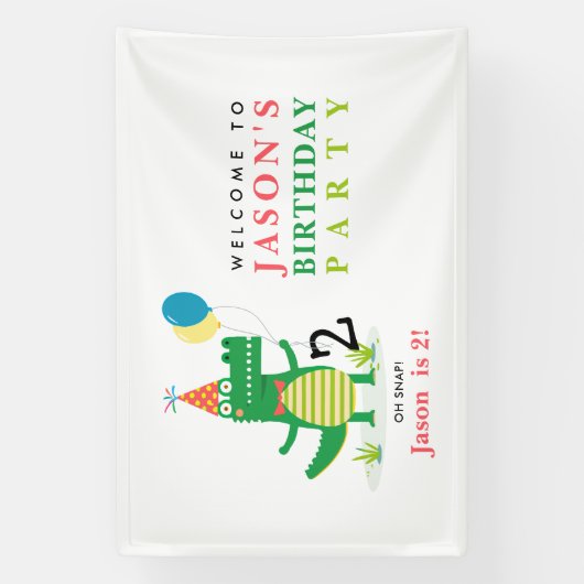 Oh Snap Schattige Alligator in Swamp Kids Verjaard Spandoek (Verticaal)