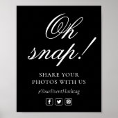 Oh Snap Social Media Chic Modern Wedding Event Poster (Voorkant)