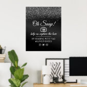 Oh Snap Social Media Label Poster Black Glitter (Thuiskantoor)