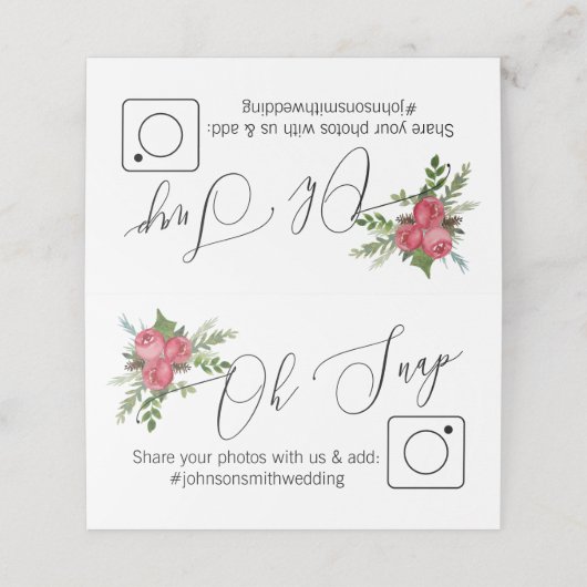 OH SNAP tafelkaart #hashtag Kerstbruiloft Plaatskaartje (Buitenkant ongevouwen)