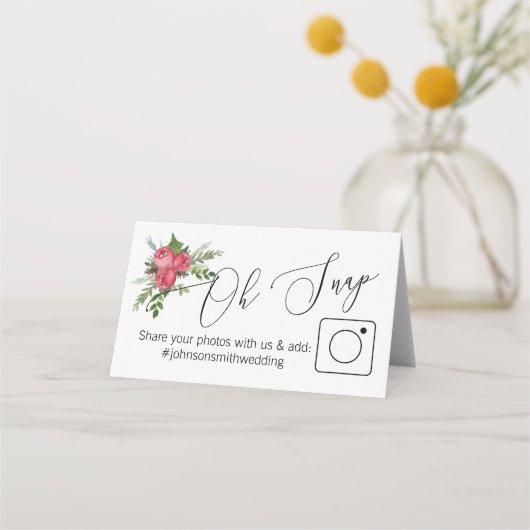 OH SNAP tafelkaart #hashtag Kerstbruiloft Plaatskaartje (Voorkant)