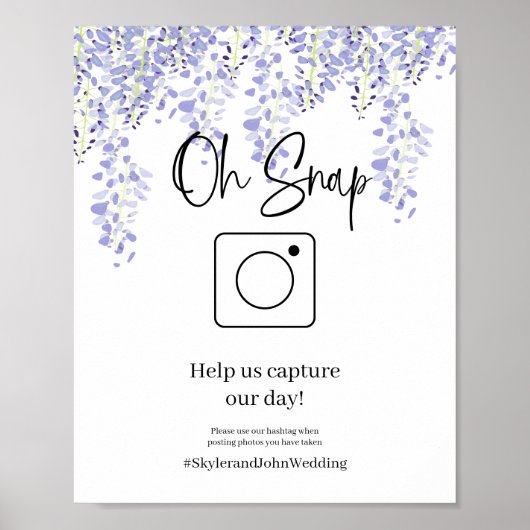 Oh Snap Trouw Hashtag Poster Wisteria (Voorkant)