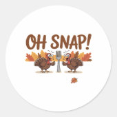 Oh Snap Turkey Day Funny Night of Thanksgiving Ess Ronde Sticker (Voorkant)
