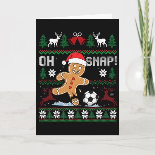 Oh Snap Voetbal Peperkoekman Kerst Misvormde Kerst Kaart (Voorkant)