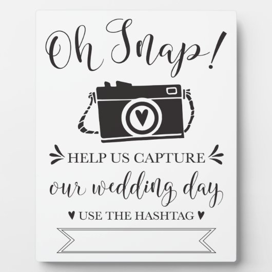 Oh Snap Wedding Hashtag Sign Fotoplaat (Voorkant)