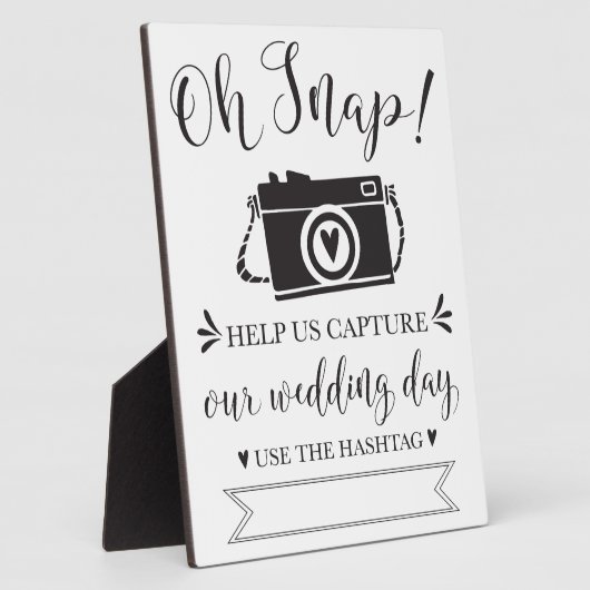 Oh Snap Wedding Hashtag Sign Fotoplaat (Zijkant)