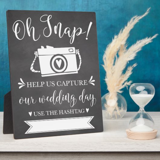 Oh Snap Wedding Hashtag Sign Fotoplaat (Zijkant)