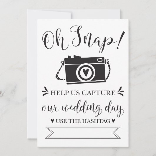 Oh Snap Wedding Hashtag Sign Kaart (Voorkant)