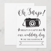 Oh Snap Wedding Hashtag Sign Kaart (Voorkant / Achterkant)