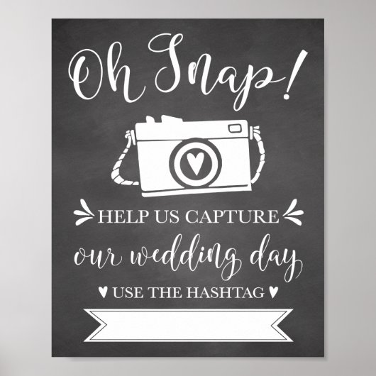Oh Snap Wedding Hashtag Sign Poster (Voorkant)