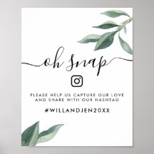 Oh Snap Wedding Hashtag Sign | Waterverf leest