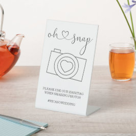 Oh Snap Wedding Photo Hashtag Persoonlijk Reclamebord Met Voetstuk